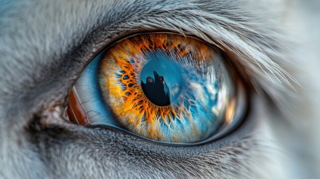 Detailed shot of a horse's eye reflecting sky