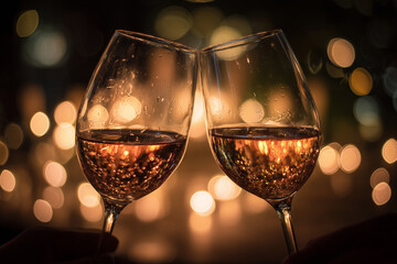 Kieliszki wina idealne na romantyczną, wieczorną randkę przy nastrojowym świetle