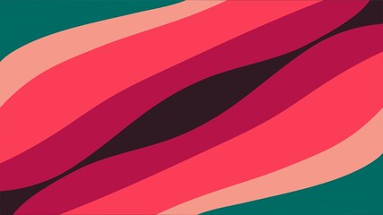 Abstract background with curved stripes in shades of red and green color