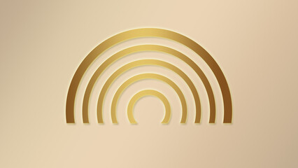 Elegant golden rainbow arch on beige background for decorative design element