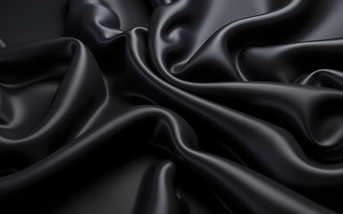 Abstract black flowing fabric with iridescent highlights. High quality