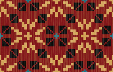 Fototapeta premium Southwest Native American seamless pattern, boho tribal Aztec Navajo geometric textile design, desert ethnic fabric background.