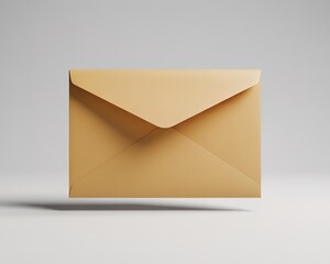 Closed light brown paper envelope floating in studio lighting with soft shadow mail letter