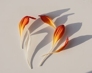 Orange and White Flower Petals with Dramatic Shadows photo loi8