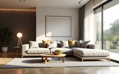 Modern living room design inspiration cozy home interior decor minimalist style natural light contemporary concept. High quality