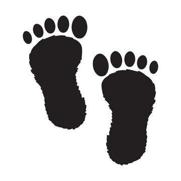 Sasquatch footprint silhouette on a white background. Bigfoot print vector. 