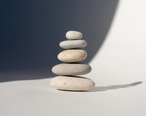 Stack Of Smooth Grey And White Stones Balanced In A Cairn rocks pebbles