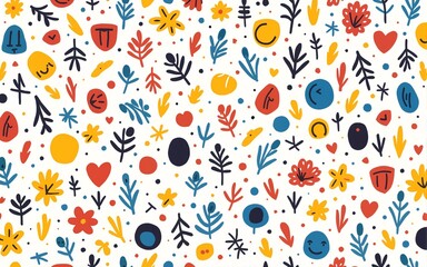 Colorful line doodle seamless pattern. Creative minimalist style art background, trendy design with basic shapes. Modern abstract color backdrop. High quality