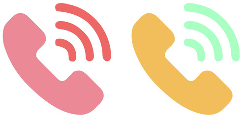 Vibrant Ringing Telephone Icons - Communication and Contact Symbols in Flat Design