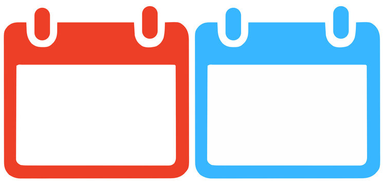 Red and Blue Dual Calendar Icons Vector Illustration for Date Planning, Event Scheduling, and Time Management