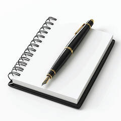 Spiral Notebook with Pen Isolated on White Background