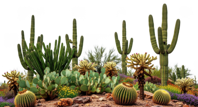 Desert plants png, cactus, agave, and succulent flora for graphic design elements and nature scenes