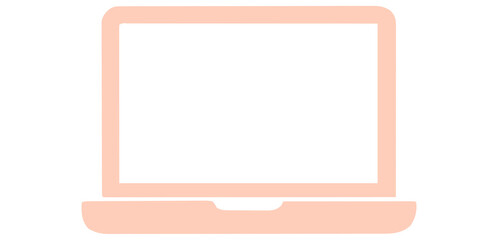 Minimalist Rose Gold Laptop Icon. Flat Design Computer Symbol on White Background. Modern Technology Vector for Digital Concepts and Web Development.