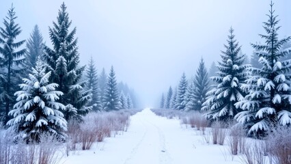 Fototapeta premium Scene based presentation of ink and snow forest art