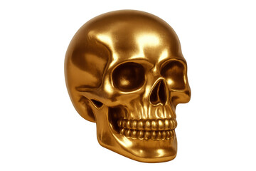 Obraz premium Golden human skull object against transparent background, representing death, wealth, power, and memento mori concept