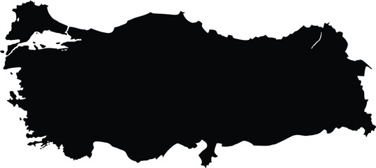 Obraz premium Black silhouette map of turkey country, isolated on white background