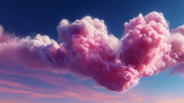 A Stunning Display of Pink Clouds Forming a Heart Shape Against a Blue Sky, Emphasizing the Beauty of Nature and the Artistic Interpretation of Cloud Patterns in the Atmosphere.