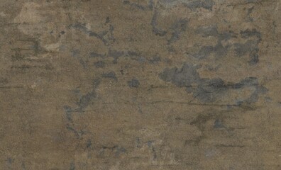 A grunge, weathered brown texture with irregular dark grey water stains and subtle horizontal grain. This aged surface shows decay and wear