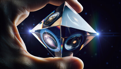 crystal prism filled with miniature parallel universes