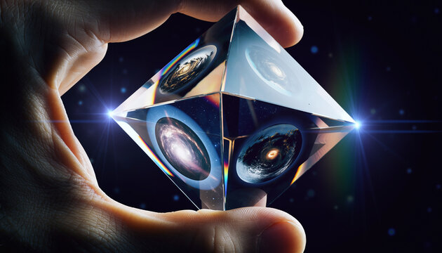 crystal prism filled with miniature parallel universes