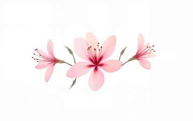Elegant Watercolor Floral Illustration with Delicate Pink Flowers on White Background. High quality
