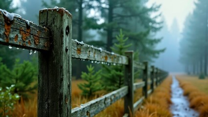 Fototapeta premium Scene based presentation of ink painting forest railing art