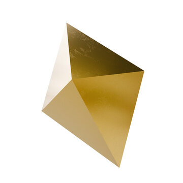 Luxury 3D Rendered Golden Octahedron. Abstract Geometric Low-Poly Shape with Metallic Texture for Corporate Branding, Technology, Finance, and Modern Design.