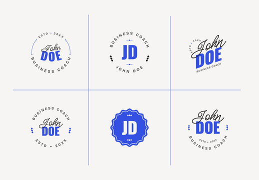 Modern Business Coach Logo Set &ndash; Professional Branding Badge & Monogram Collection