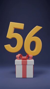 Number 56 with nicely wrapped gift box. Video for birthday or anniversary party