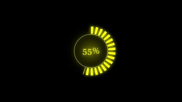 Science Futuristic Loading Circle Ring. Loading Transfer Download Animation 0-100 percent. Futuristic Loading Circle Ring processing animation with alpha channel.