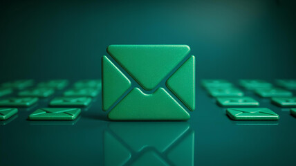 Digital Communication Green 3D Mail Icons