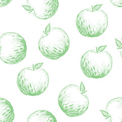 Seamless apple vector pattern. Wallpaper. Wrapping paper. Vegan food. Cooking illustration