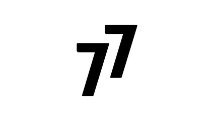 symbol of three sevens, black isolated silhouette