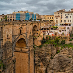 Fototapeta premium Ronda, Spain. Mirador del Puente Nuevo. Historic town of Andalusia. Travel and tourism beautiful cities of Spain 