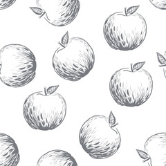 Seamless apple vector pattern. Wallpaper. Wrapping paper. Vegan food. Cooking illustration