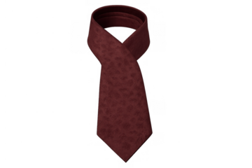 Elegant maroon necktie in a knot style, a patterned formalwear accessory, perfect for business and special events on transparent background