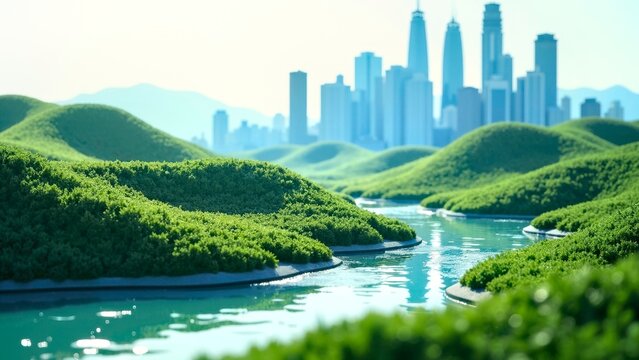 Scene based presentation of ink landscape urban art