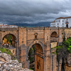 Fototapeta premium Ronda, Spain. Mirador del Puente Nuevo. Historic town of Andalusia. Travel and tourism beautiful cities of Spain 