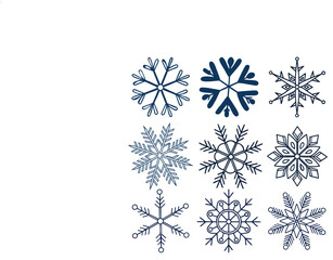Modern Snowflake Outline Symbols for Winter Theme