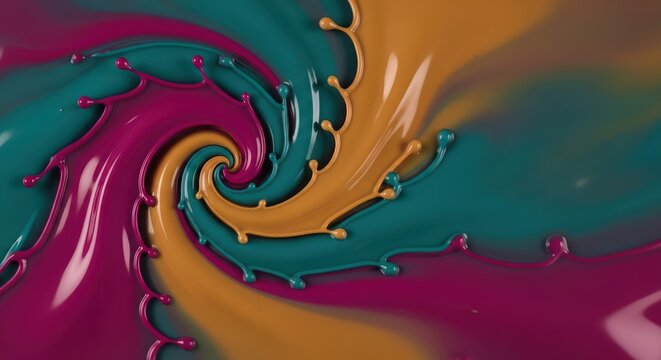 Colorful swirl of pink, yellow, and teal paint blending in motion