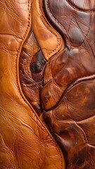 Wrinkled brown leather texture, patchwork
