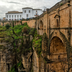 Ronda, Spain. Mirador del Puente Nuevo. Historic town of Andalusia. Travel and tourism beautiful cities of Spain	
