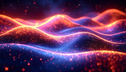 Glowing waves with orange and blue hues create a mesmerizing and abstract display of light and movement