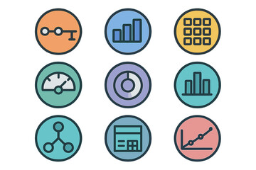 Modern graphic icons set for data visualization and business analytics dashboards