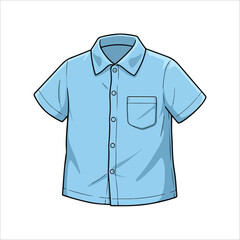 Blue Short-Sleeve Collared Shirt