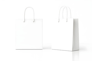 Naklejka premium Elegant white shopping bags mockup for branding and retail design projects, providing a modern and clean aesthetic for your brand presentation