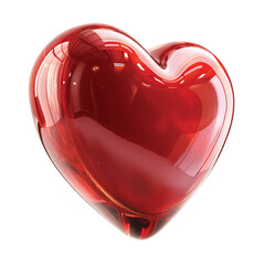 Glossy red heart symbol with smooth reflective surface, high-quality   isolated on a clean white background, 