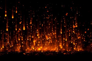 Abstract Shower of Falling Golden Light Particles and Streaks