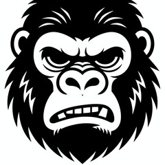 Obraz premium Angry gorilla face vector illustration, bold, isolated