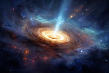 Fiery Heart of a Distant Galaxy with a Central Luminous Quasar